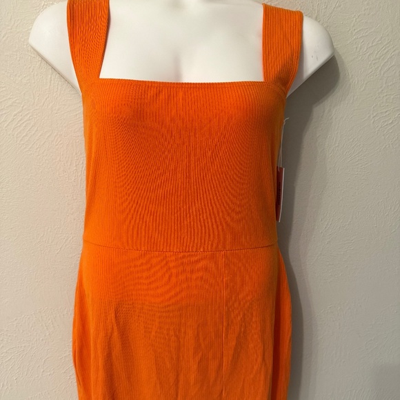 Reformation Dresses & Skirts - NWT Reformation size XL Laurena Knit Dress Citrus Ribbed Square Neck